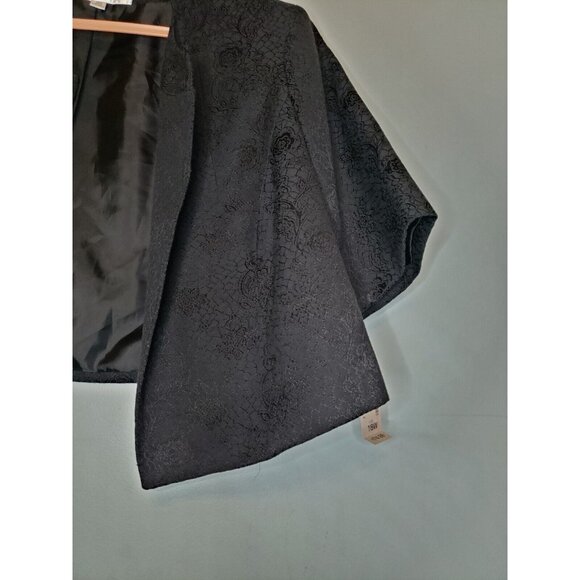 Jones Studio Separates Woman Plus 18W Shrug Open Front Short Sleeve Black Floral - Picture 3 of 6